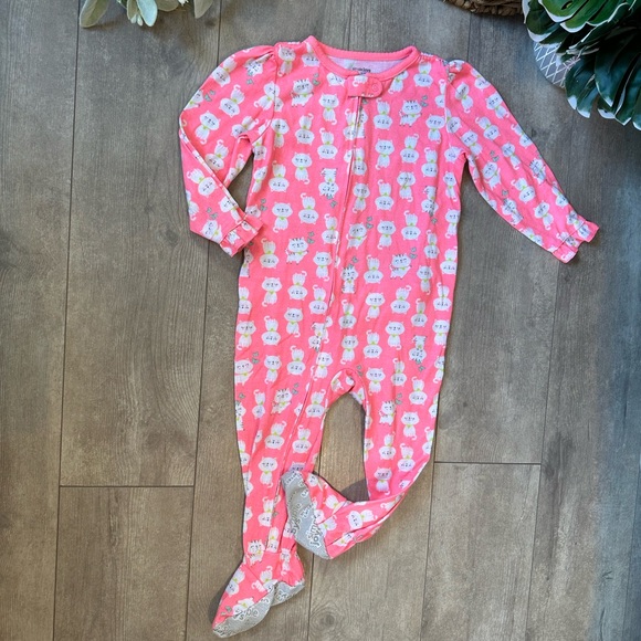 Carter’s Cat Zip Footie Ruffle Butt Pajamas 24 Months Baby Toddler Girl - Picture 8 of 12